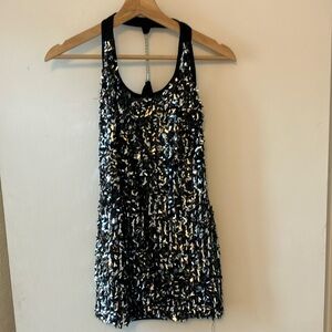 Black and Silver Sequin Dress